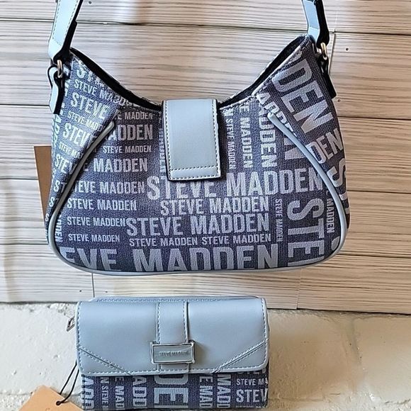 NWT STEVE MADDEN HAYES & LARK BLUE DENIM MULTI PURSE AND WALLET SET SHOULDER BAG - Picture 4 of 7